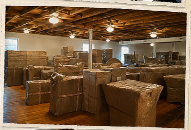 The original Old Charleston Trading Company space in 2016 filled with wrapped furniture before opening.