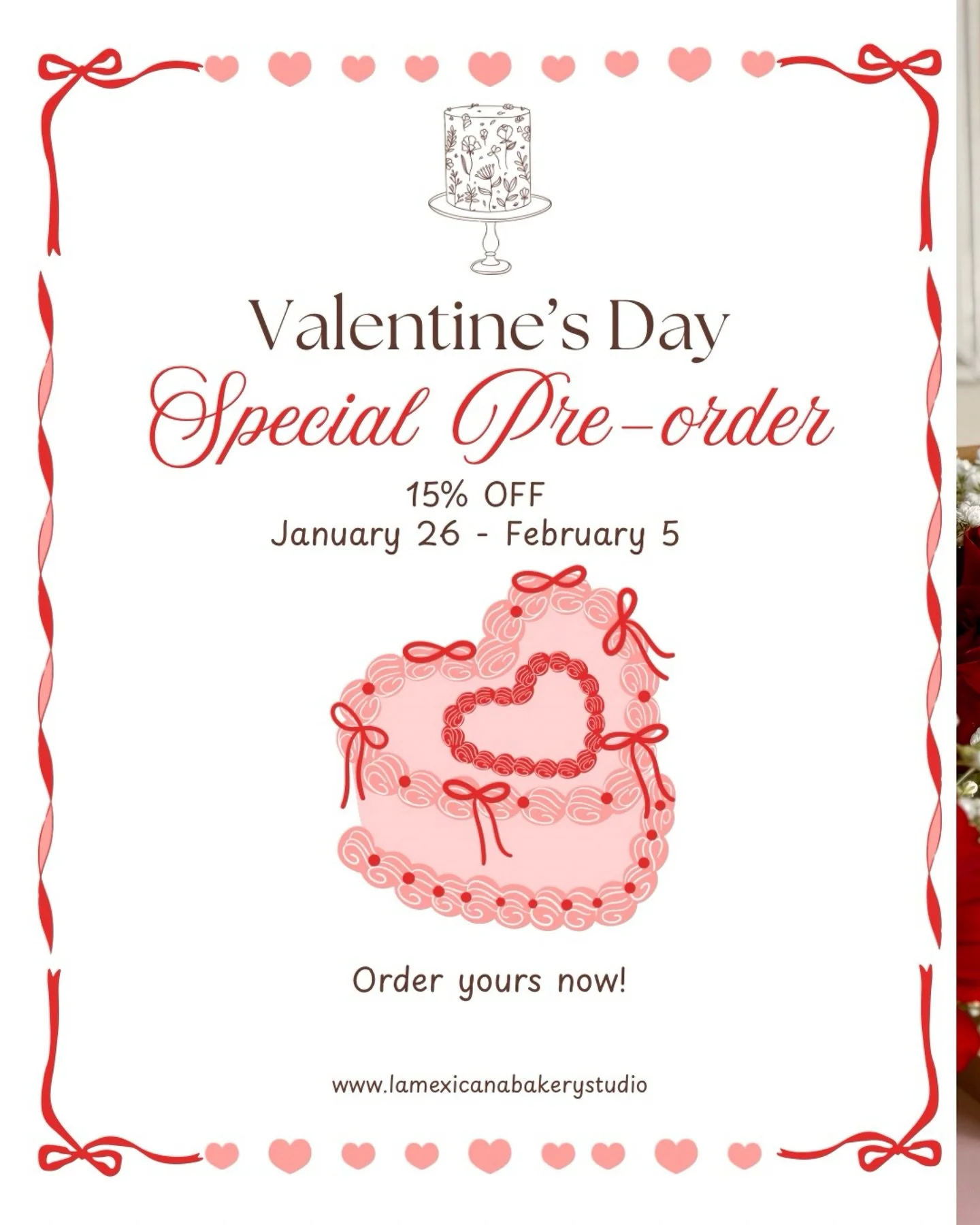 🌹✨ Bloom &amp; Bite

This Valentine&rsquo;s Day, we crafted something extraordinary.
Bloom &amp; Cake is our way of celebrating love with beauty, flavor, and thoughtfulness.

A fresh floral arrangement to brighten any moment.
An artisanal cake made 