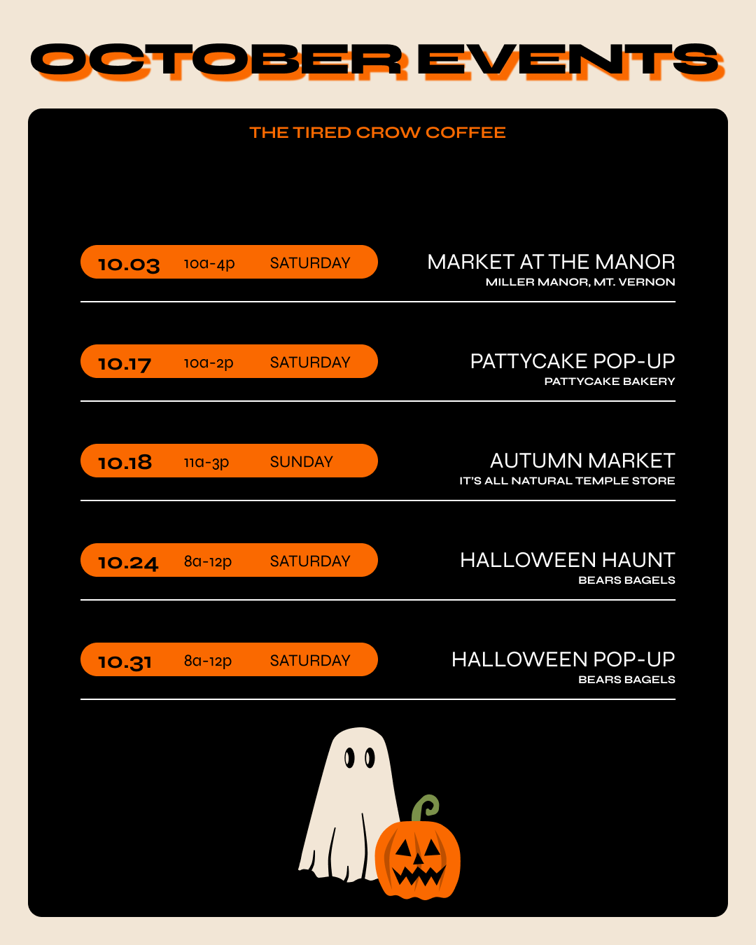 October Event Schedule