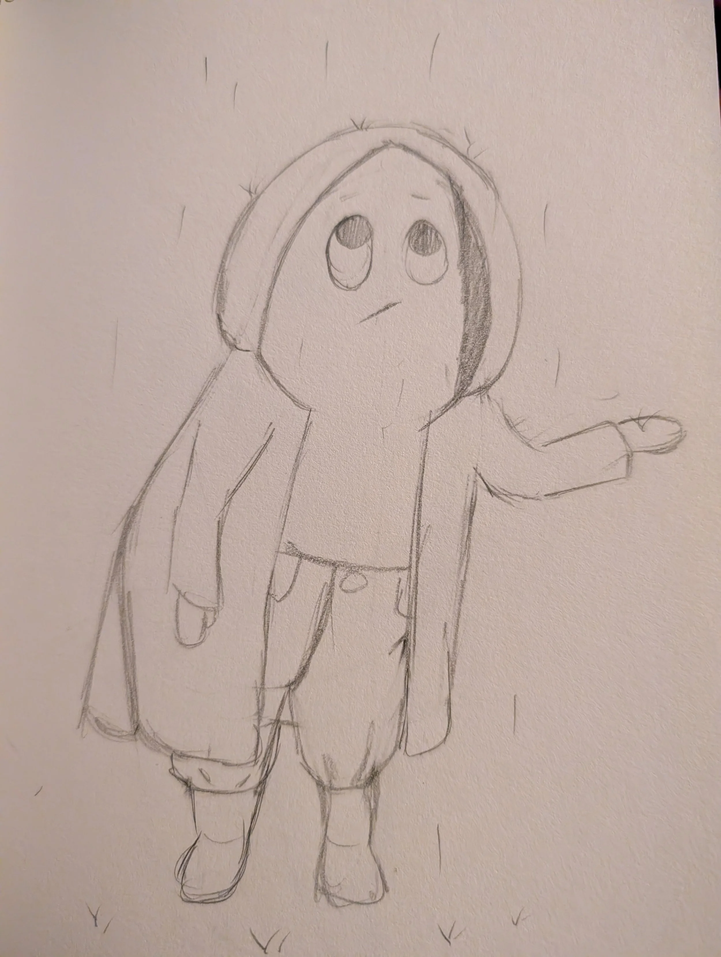 11/10/2025 He has a coat this time but the water still pelts him, what to do what to do.