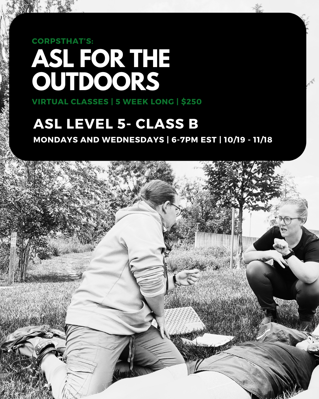 ASL Level 5- Class B (M/W 6pm EST)
