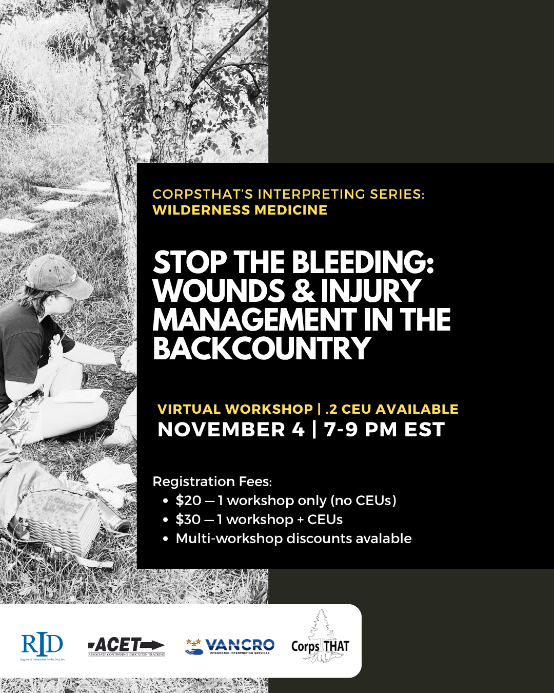 Stop the Bleeding: Wounds &amp; Injury Management in the Backcountry - 0.2 CEUs Offered