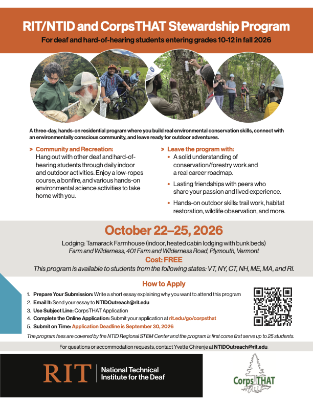 RIT/NTID and CorpsTHAT Stewardship Program