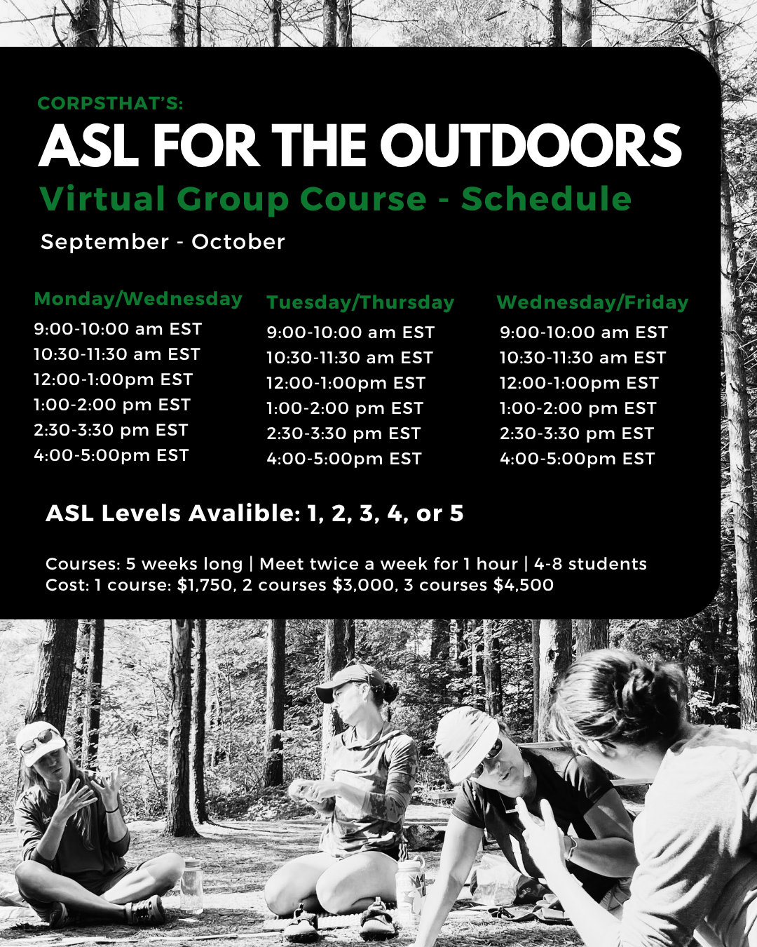 ASL Group Courses: start week of 9/28