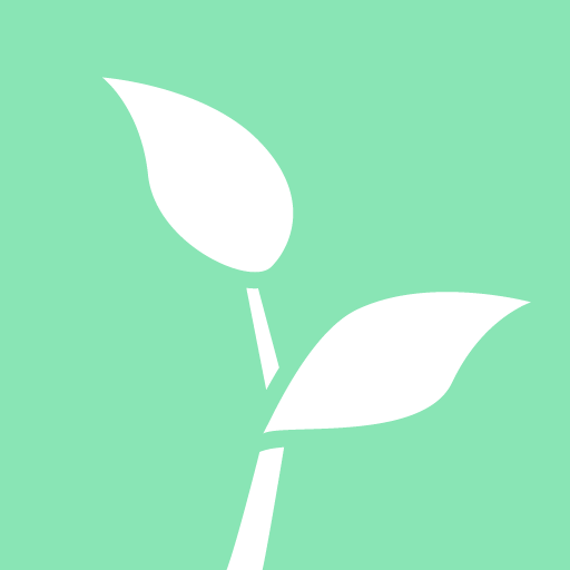 Silhouette of a plant with two leaves on a light green background.