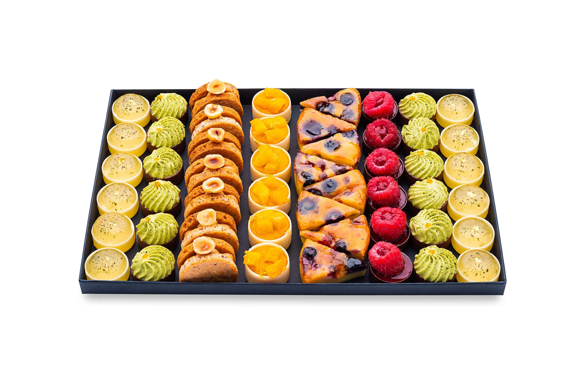 Tray of gluten-free French petits fours by Curty's, hand-crafted in Paris