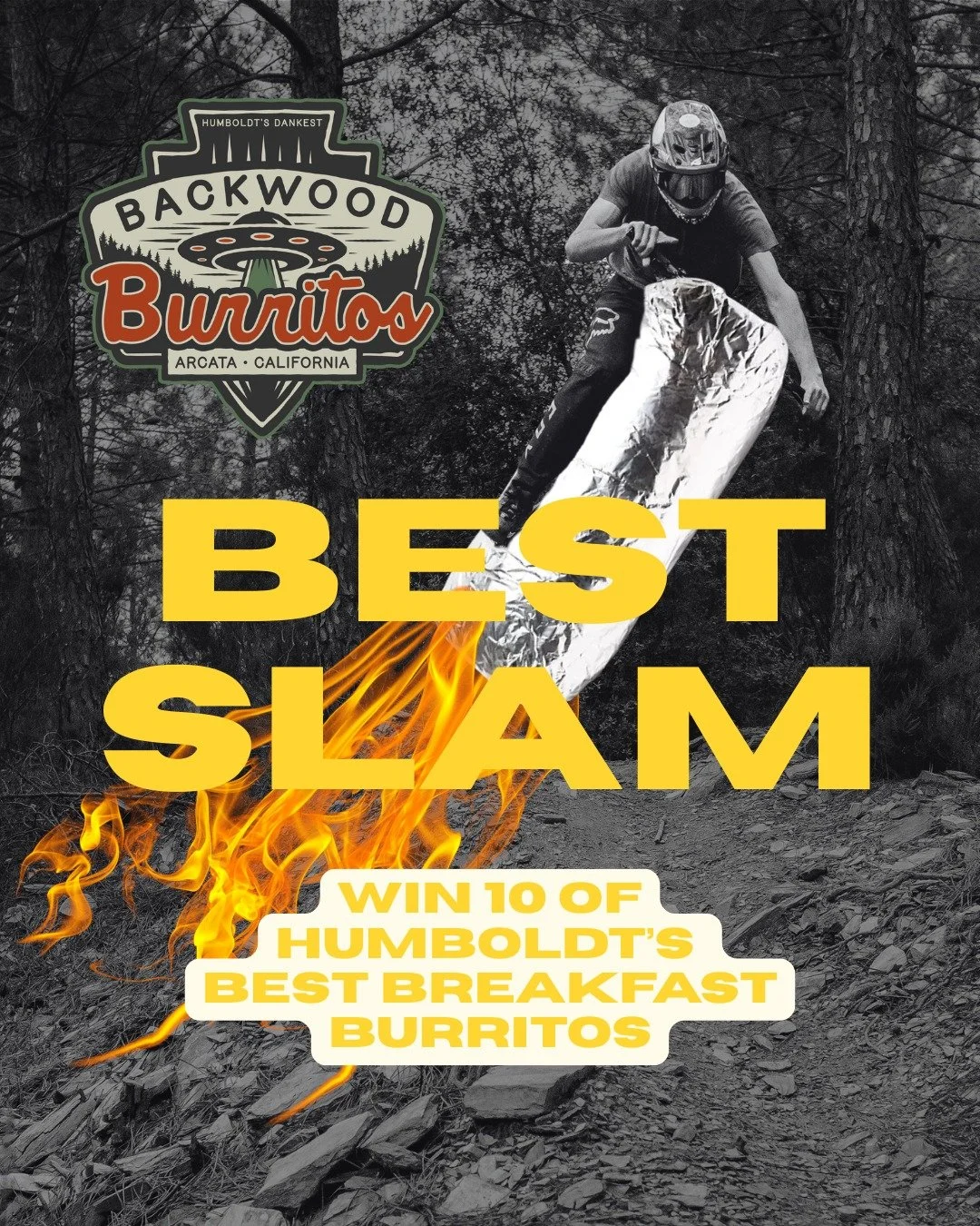 Backwood Burritos is throwing down 10 of Humboldt&rsquo;s dankest breakfast burritos for the rider who eats dirt the hardest. That&rsquo;s right&mdash;Best Slam gets fed. 🌯

#inthehillsgang #revorumble #slam #mtb #mountainbiking #humboldtcounty