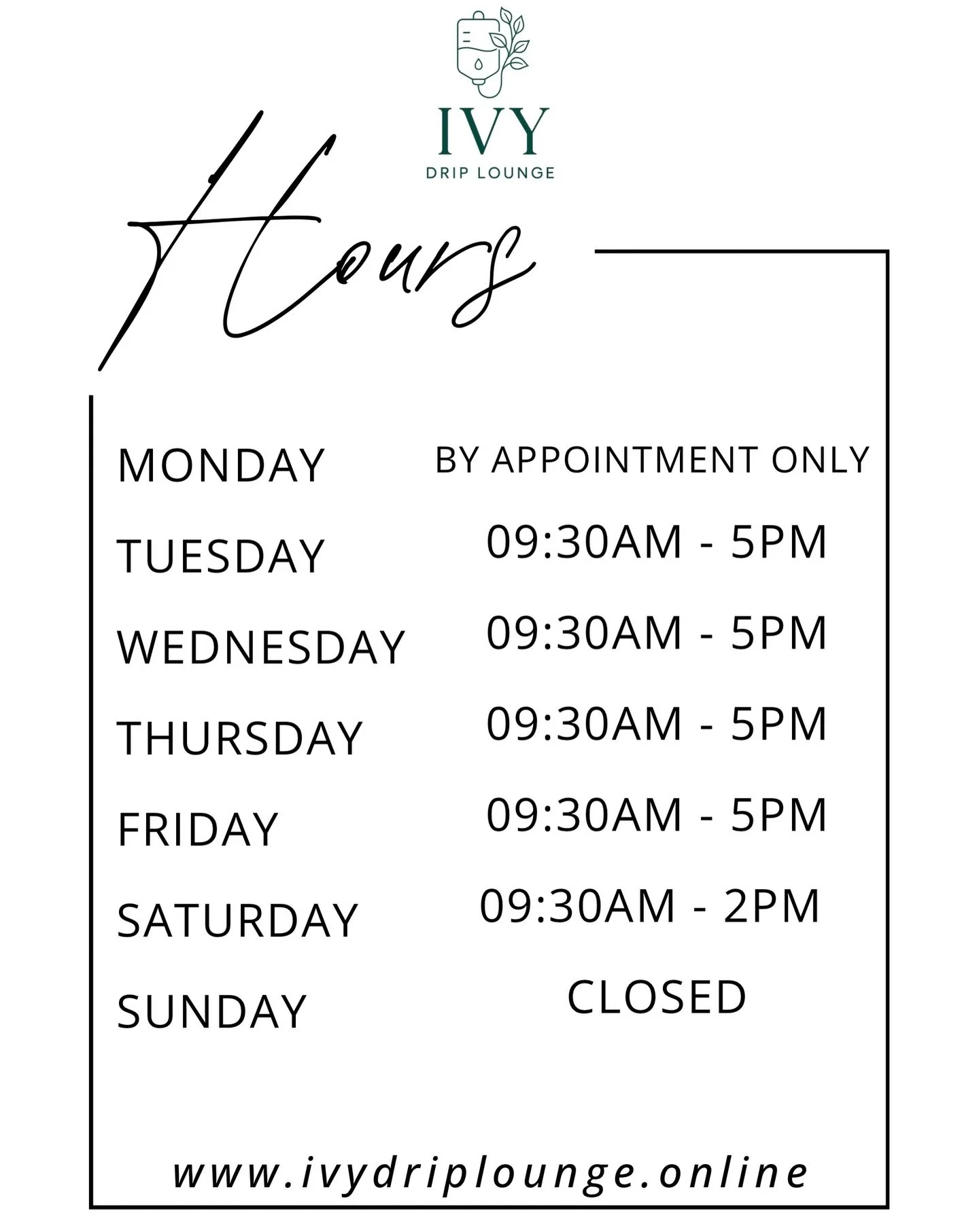 Updated lounge hours 🤍

Walk-ins? Always welcome. Booking ahead? Highly recommended 😉

Need support outside lounge hours? We&rsquo;ll do our best to help when we can!

Mondays are appointment-only, book at least a day ahead or we&rsquo;re off resti