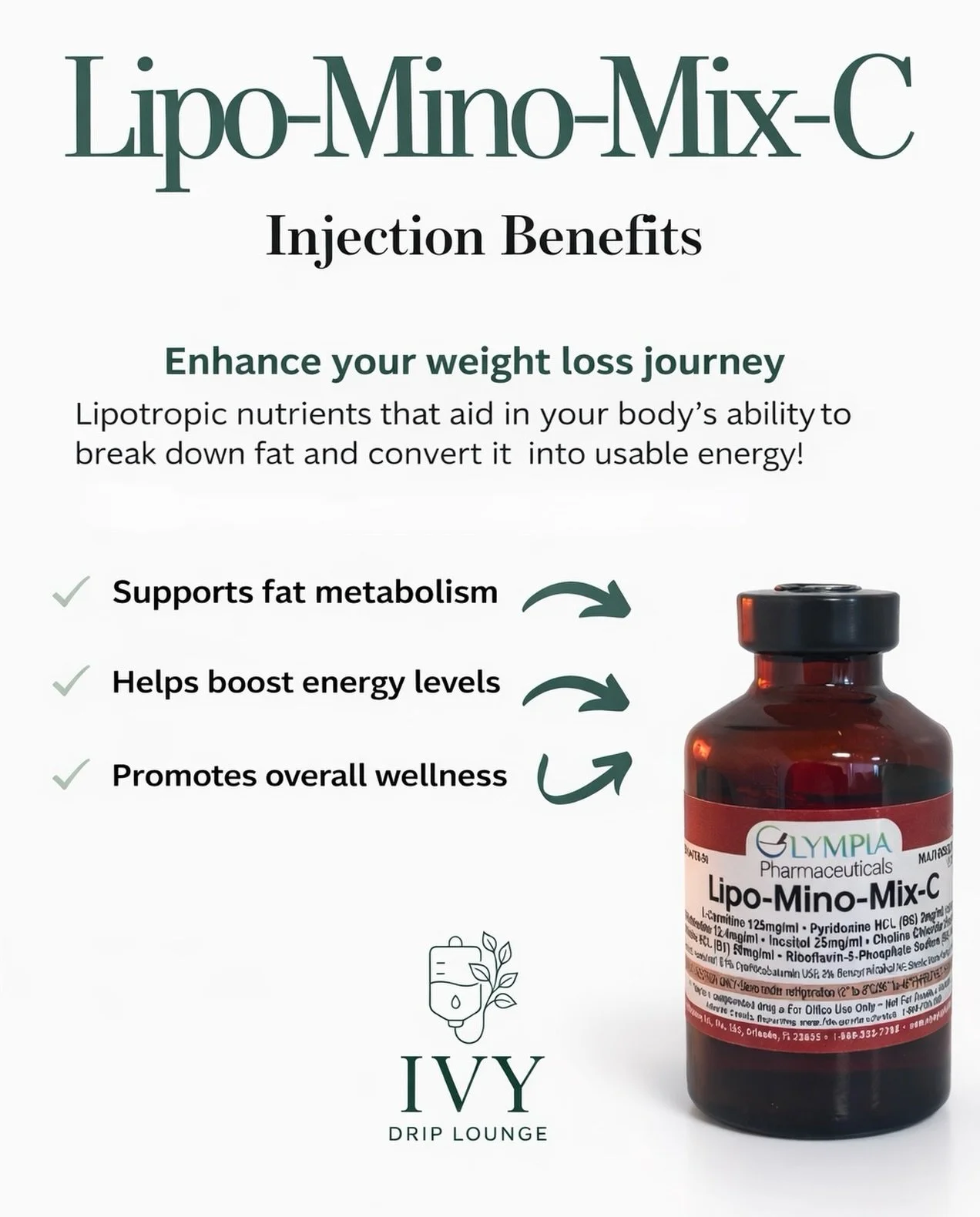 Many people struggle with slow metabolism, low energy, and difficulty burning fat efficiently, making weight loss feel frustrating.

Unlike other weight-loss injections that target appetite or specific hormones, Lipo-Mino-Mix C delivers a targeted bl