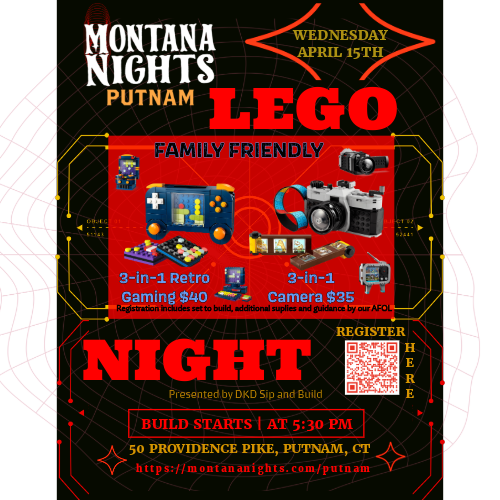 Montana Nights Putnam - Family Friendly - Retro 3-in-1 Gaming Console or 3-in-1 Camera LEGO Build