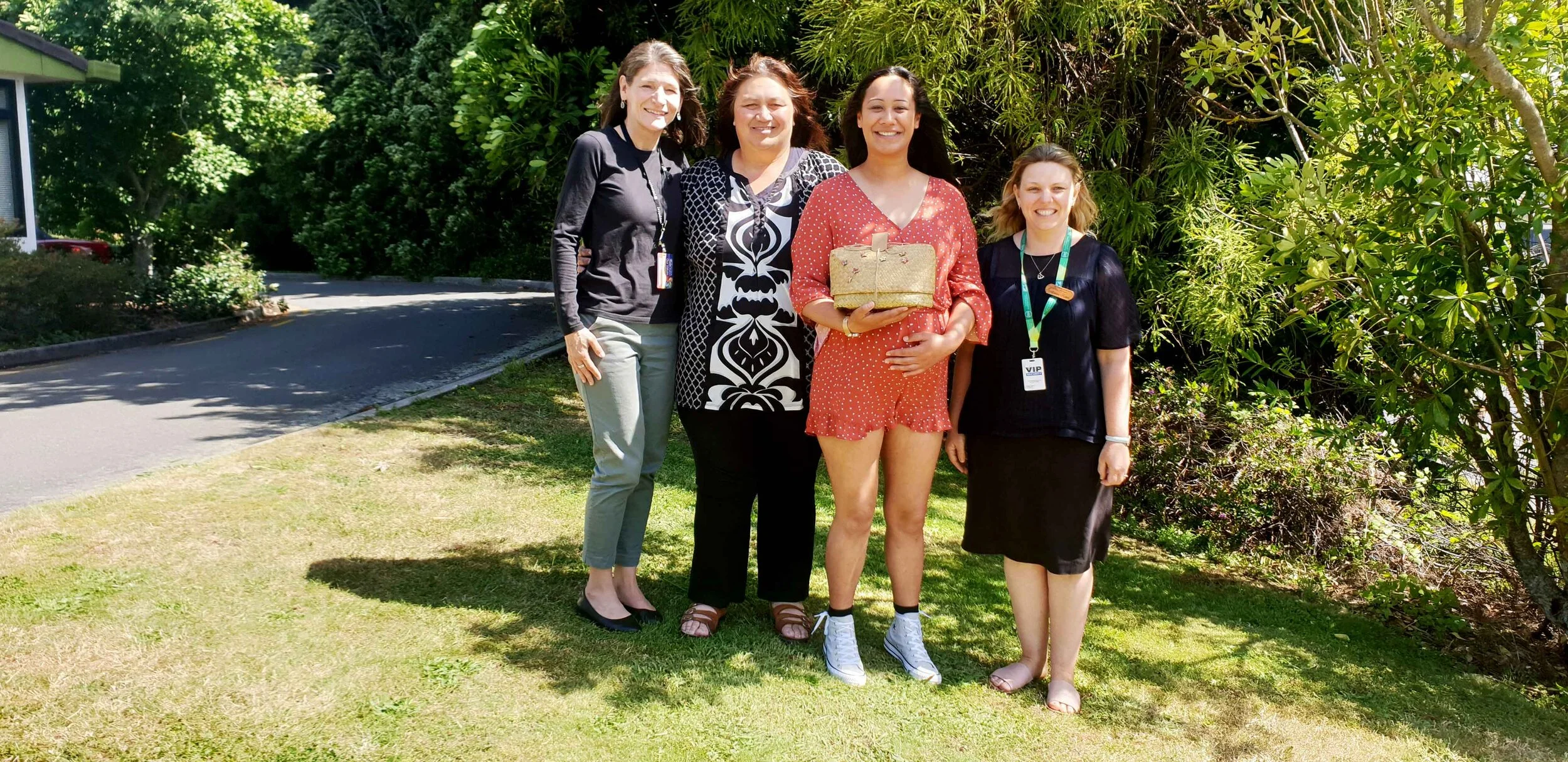 Naomi is gifted donated a beautiful flax basket designed for the burial of a pēpi’s whenua (placenta) and pito (umbilical cord) by Flax Farewells for going the extra mile to honour a pēpi who is growing inside.