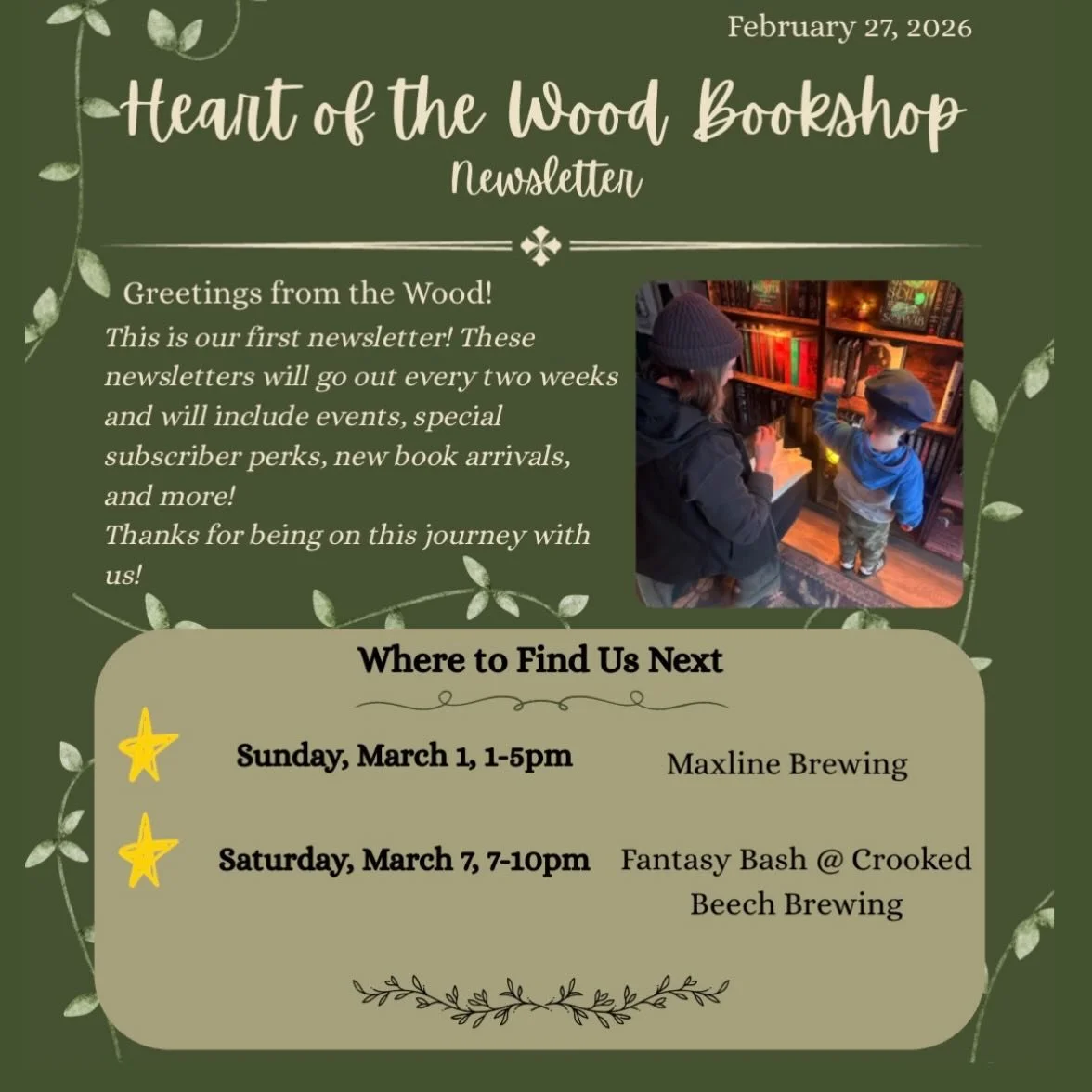 ✨ Our FIRST newsletter has just gone out! 

🧚 In it you will find:

⭐️Our upcoming events
⭐️New items in the shop
⭐️Several in-store and online perks
⭐️And more! 🥰

👉Sign up for our newsletter by clicking the link our bio!