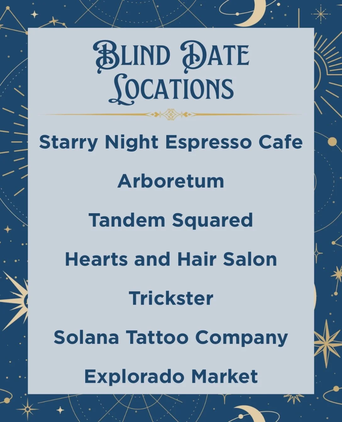 ✨We feel so fortunate to collaborate with many incredible businesses in Fort Collins. 

🥰Our blind date books are currently at 7 locations around town, including at coffee shops, markets, tattoo companies, and hair salons! 

🥹And every single one o