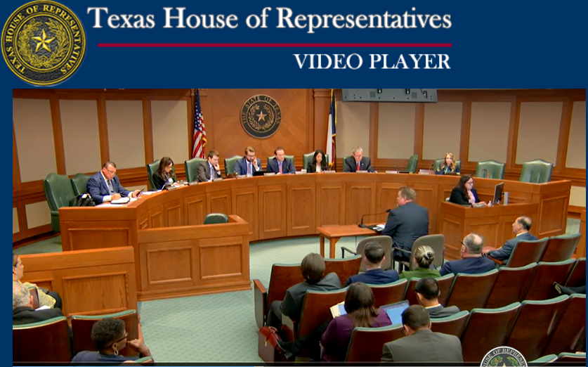 Gene testifying before a committee of the Texas House of Representatives