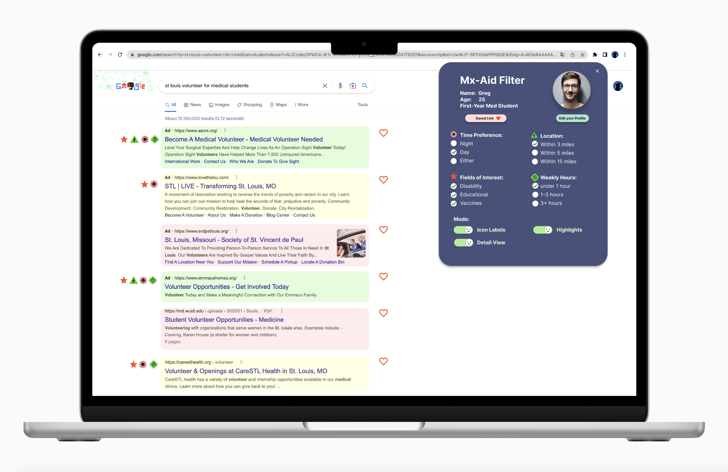 Mx-Aid Filter - Chrome Extension for Medical Student Volunteer Matching 🩺