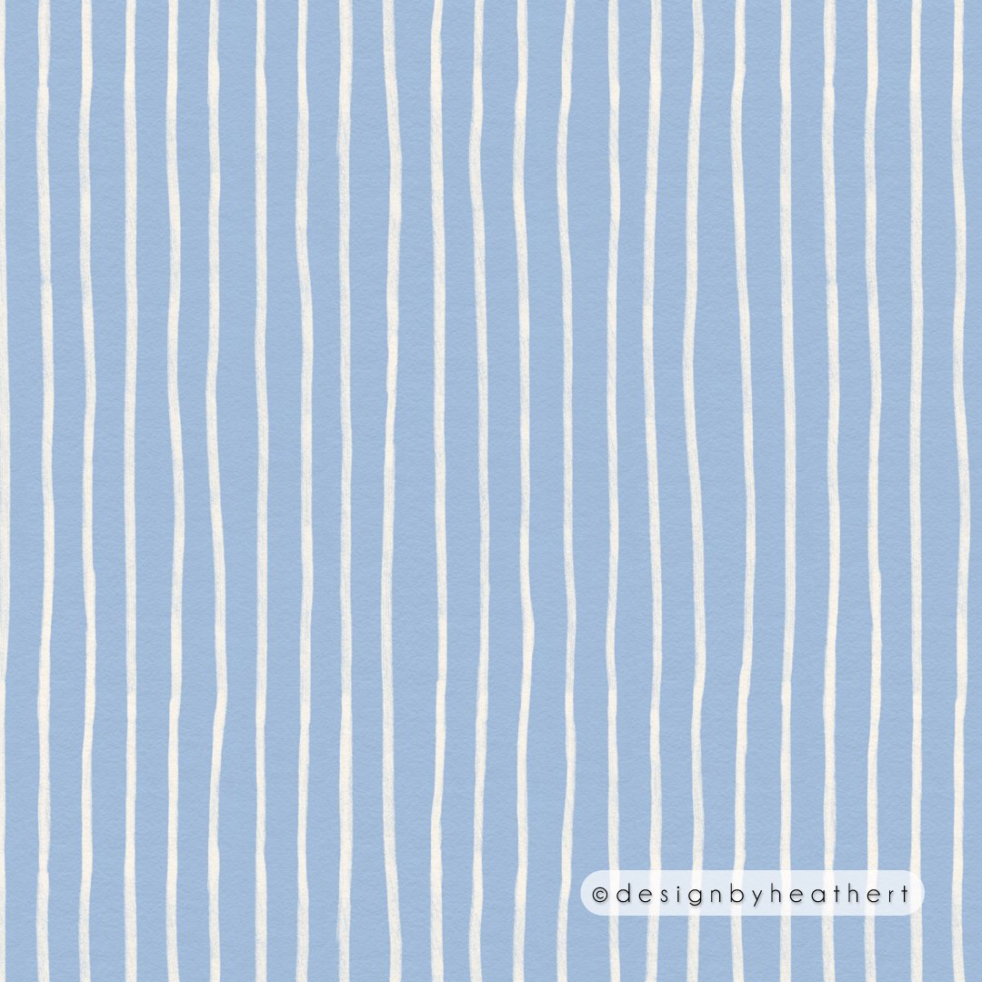 A wonky-line, chalky white stripe against blue chambray.