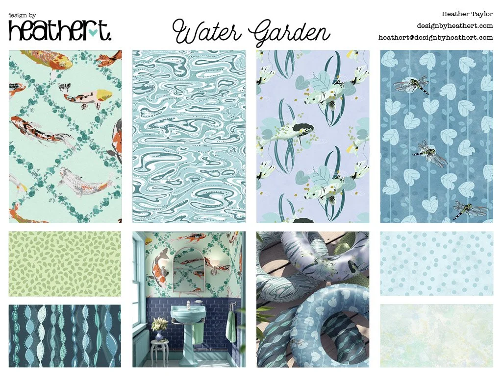 collage of patterns and products for licensing
