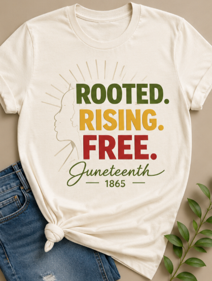 Juneteenth - Rooted.Rising.Free T-shirt