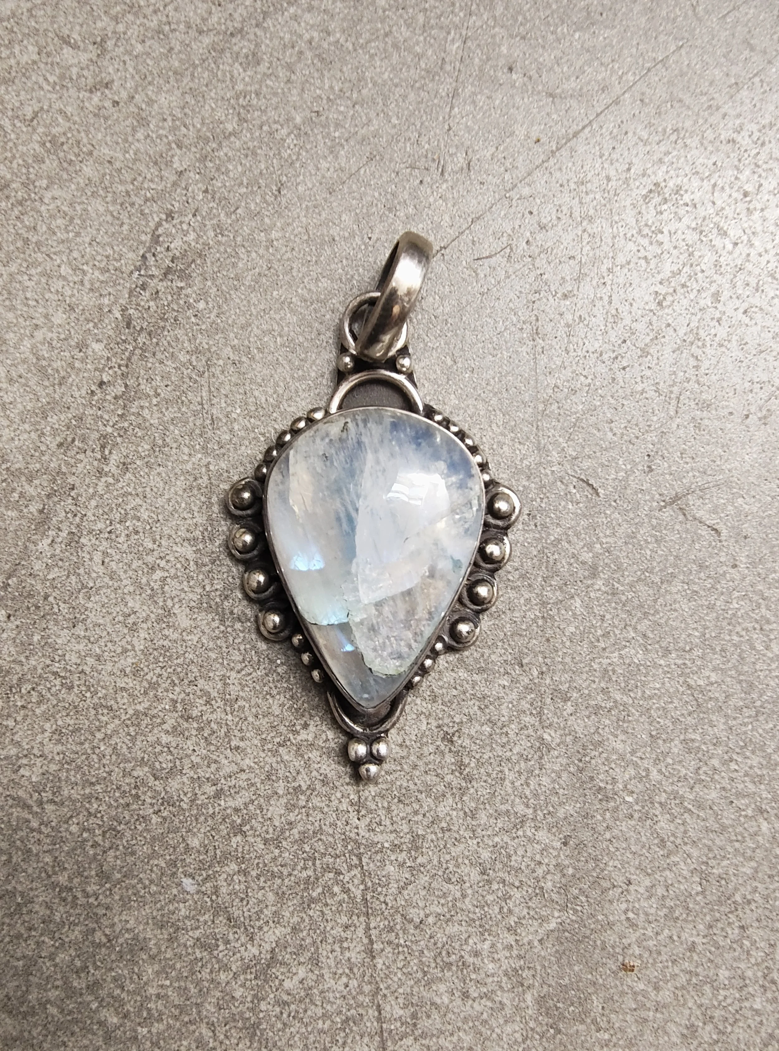 Sterling Silver Rainbow Moonstone Pendant