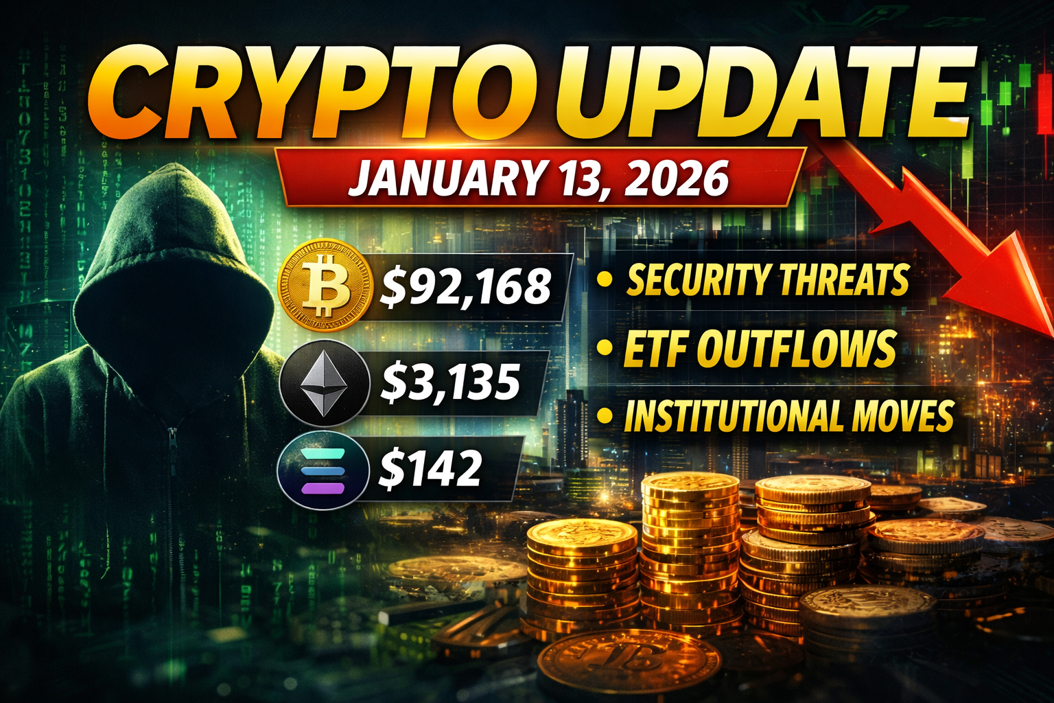 Crypto Market Update January 13, 2026: Security Threats, ETF Outflows &amp; Institutional Moves