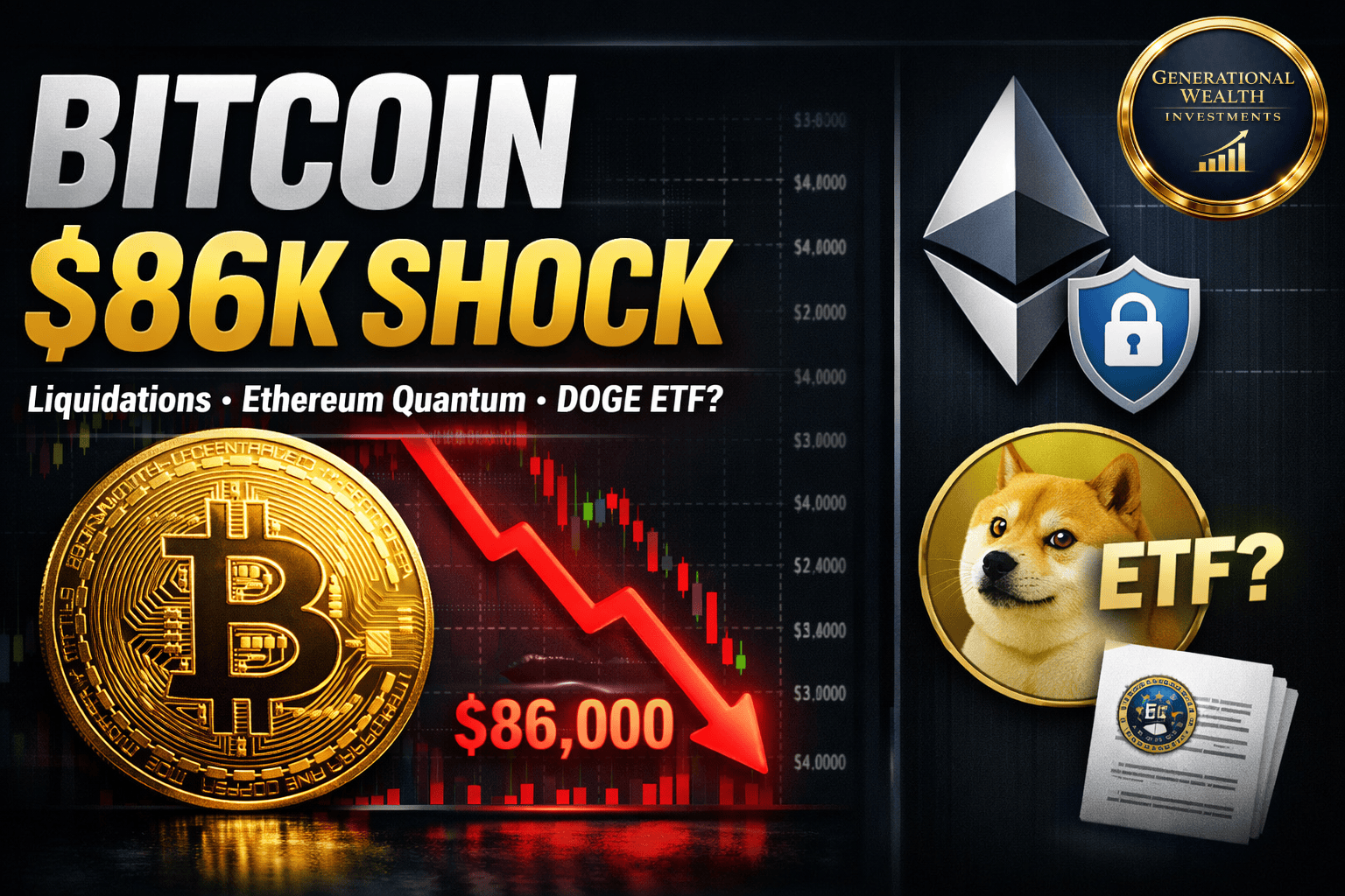 Bitcoin Drops Below $88,000 as Liquidations Surge, Ethereum Prepares for Quantum Threats, and Dogecoin ETF Rumors Shake Crypto Markets