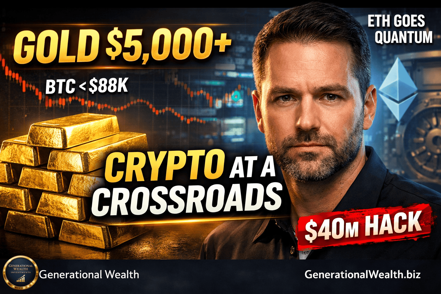 Gold Smashes $5,000 as Bitcoin Slips Below $88,000: ETF Outflows, Ethereum’s Quantum Upgrade, and a Shocking $40 Million Crypto Heist