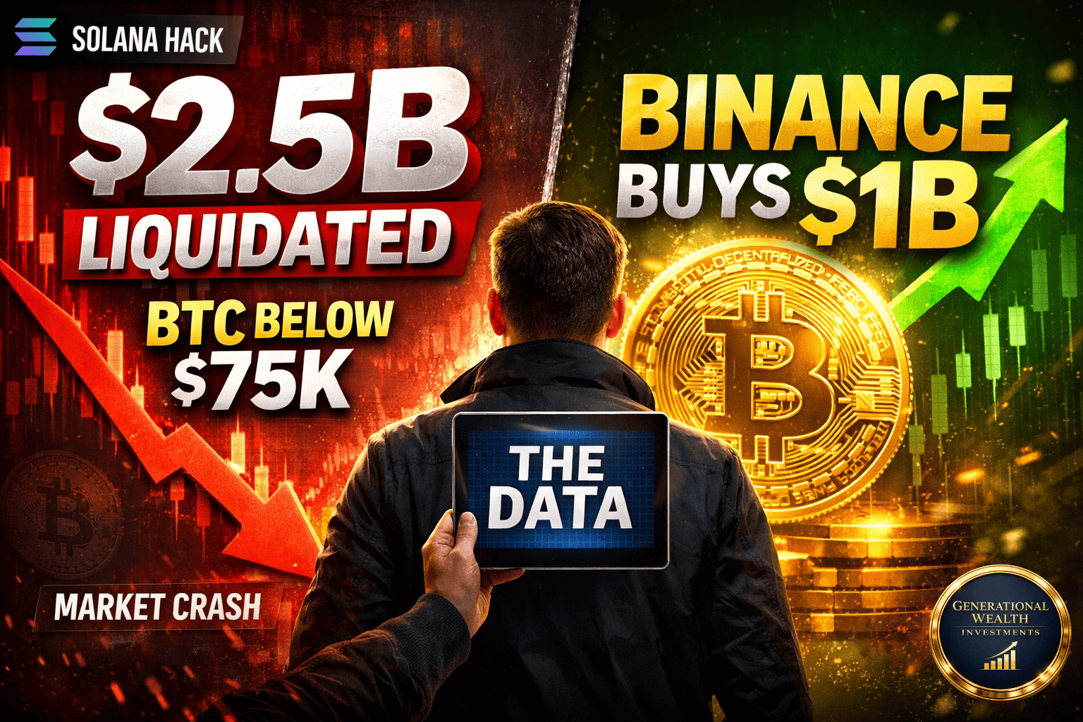Crypto Market Crash Today: $2.5B Liquidated, Bitcoin Dips Below $75K, Solana Hack Drains $29M