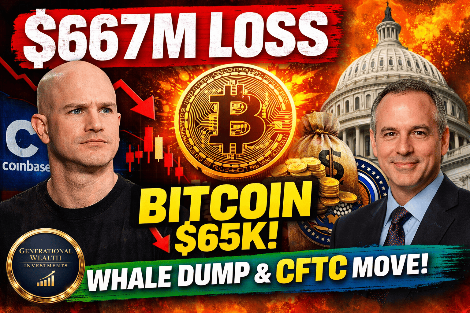 Coinbase Posts $667M Loss as Bitcoin Slides to $65K — CFTC Stacks Panel With Crypto Leaders
