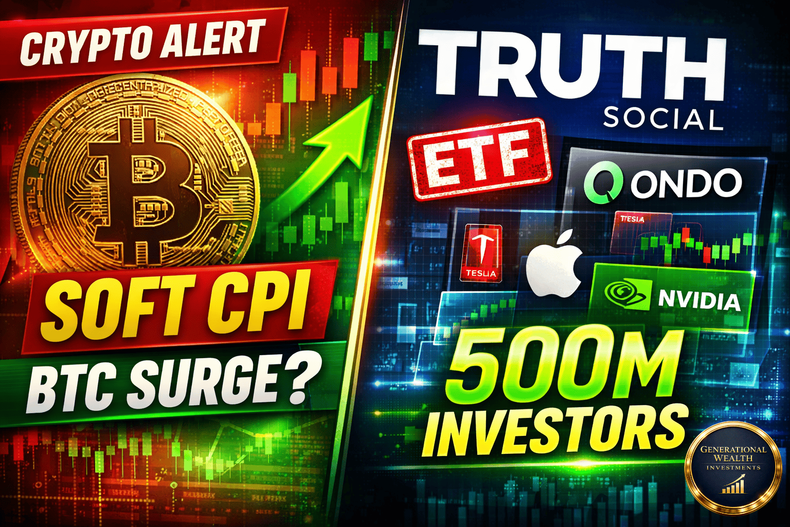 Bitcoin Reacts to Soft CPI as Truth Social Files Crypto ETFs and ONDO Unlocks Tokenized Stocks in Europe