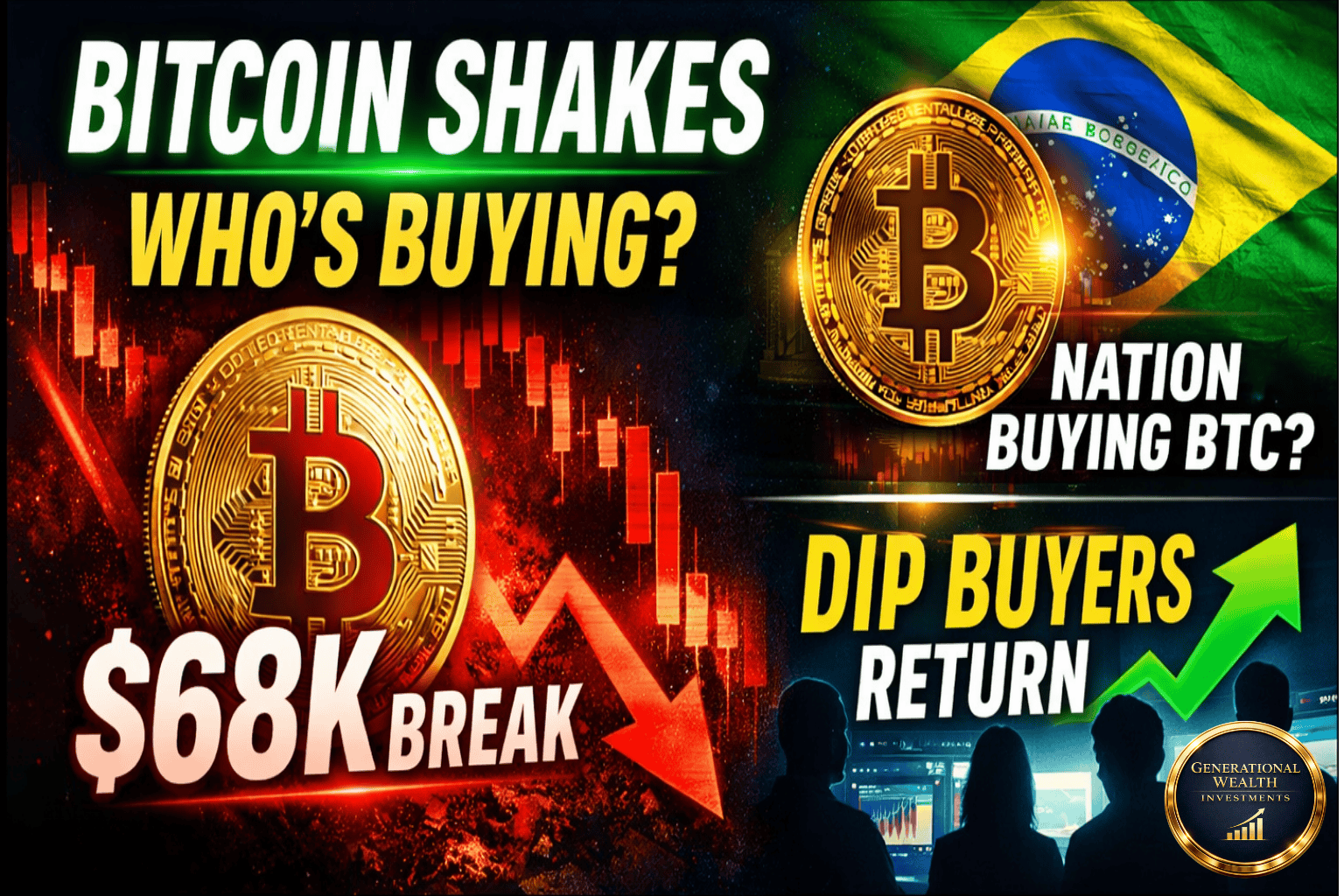 Bitcoin Falls Below $68,000, Brazil Eyes Massive BTC Reserve, and Retail Investors Buy the Dip