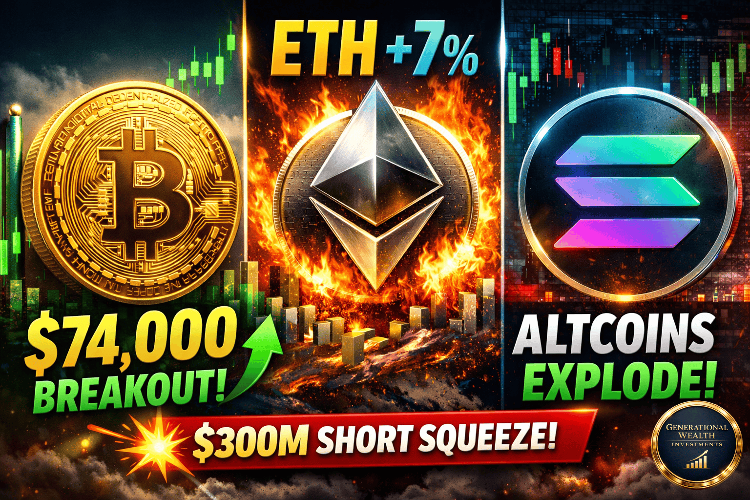 Bitcoin Breaks $74,000 as Ethereum Surges 7% and Altcoins Ignite a Broad Market Rally