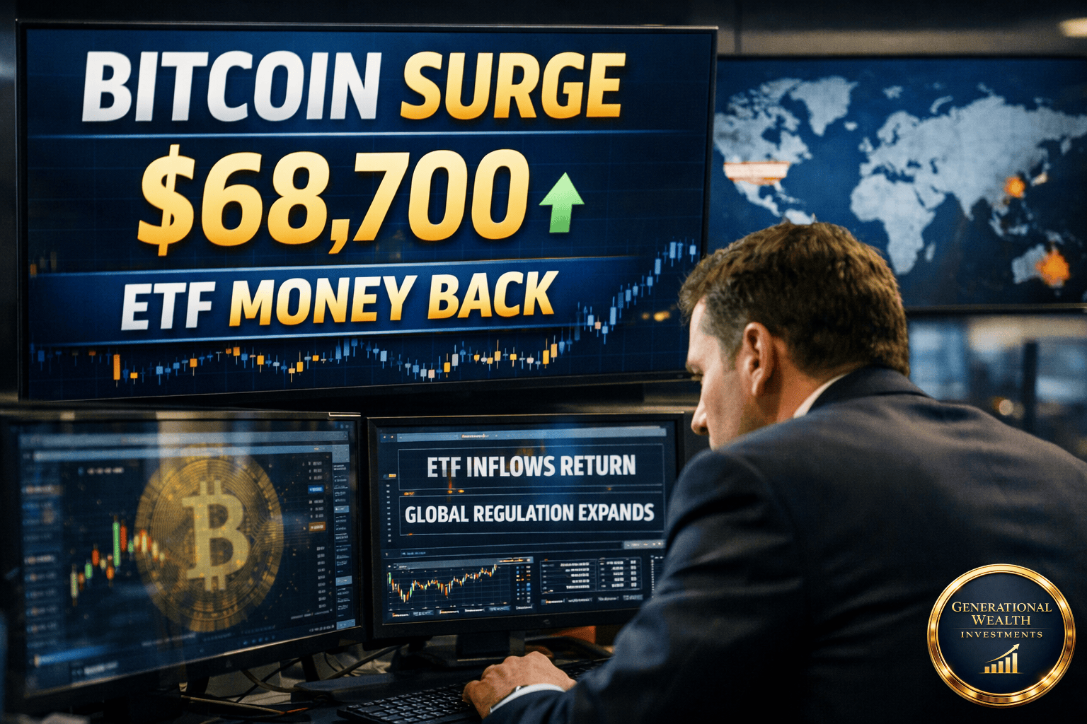 Bitcoin Rebounds Above $68,700 as ETF Inflows Return, Global Regulation Expands, and Institutional Momentum Builds