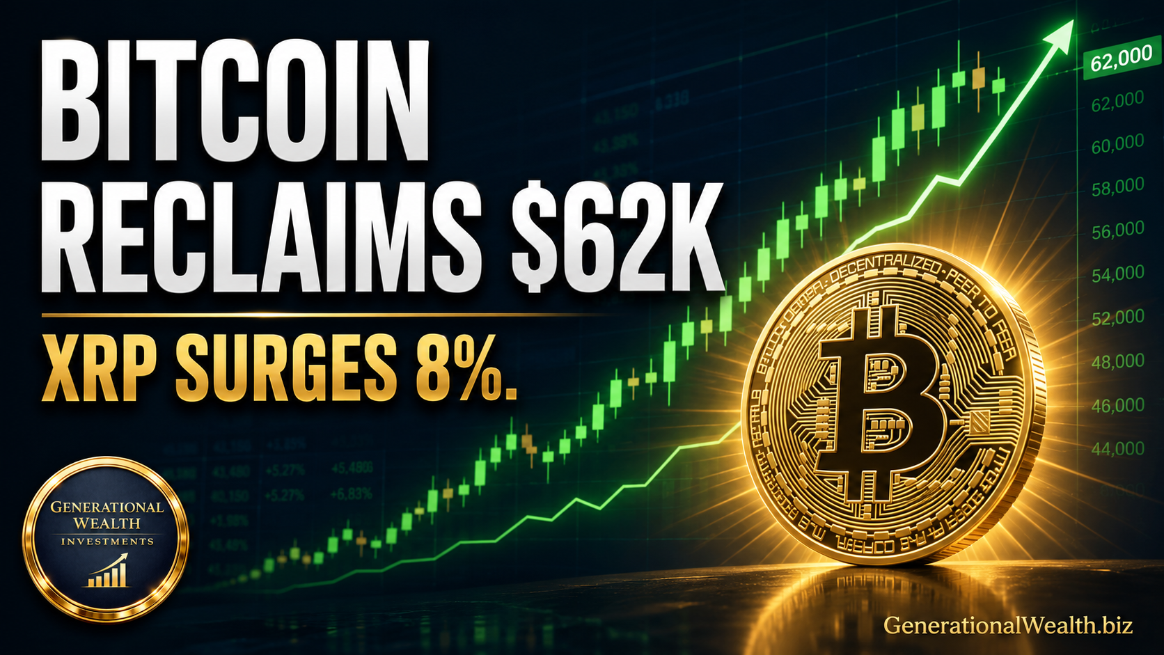 Bitcoin Reclaims $62,000 as XRP Surges 8% and ETF Inflows Turn Positive — Is the Market Turning a Corner?