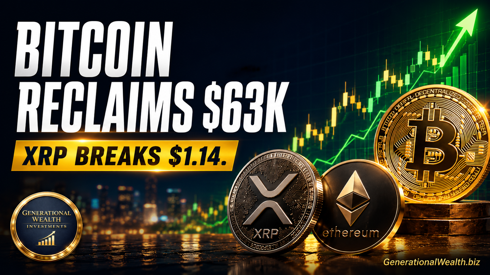 Bitcoin Reclaims $63,000, XRP Breaks Above $1.14 as Crypto Market Shows Signs of Life