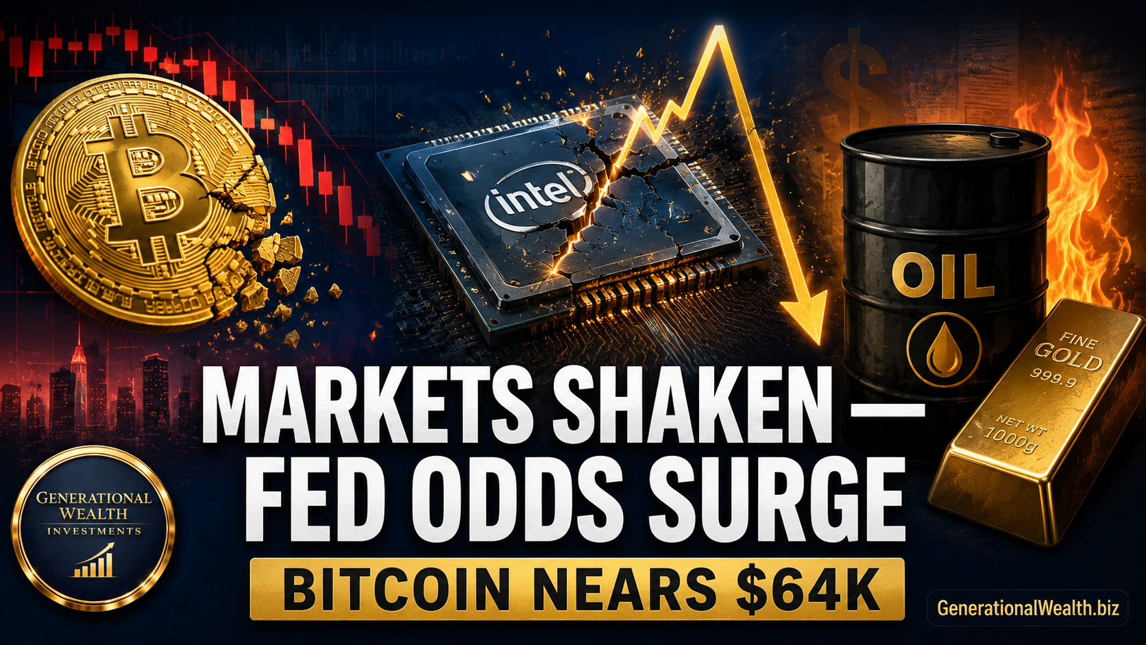 Bitcoin Slides Toward $64,000 as Intel Erases a 15% Pop and Oil Retreats from Six-Week Highs