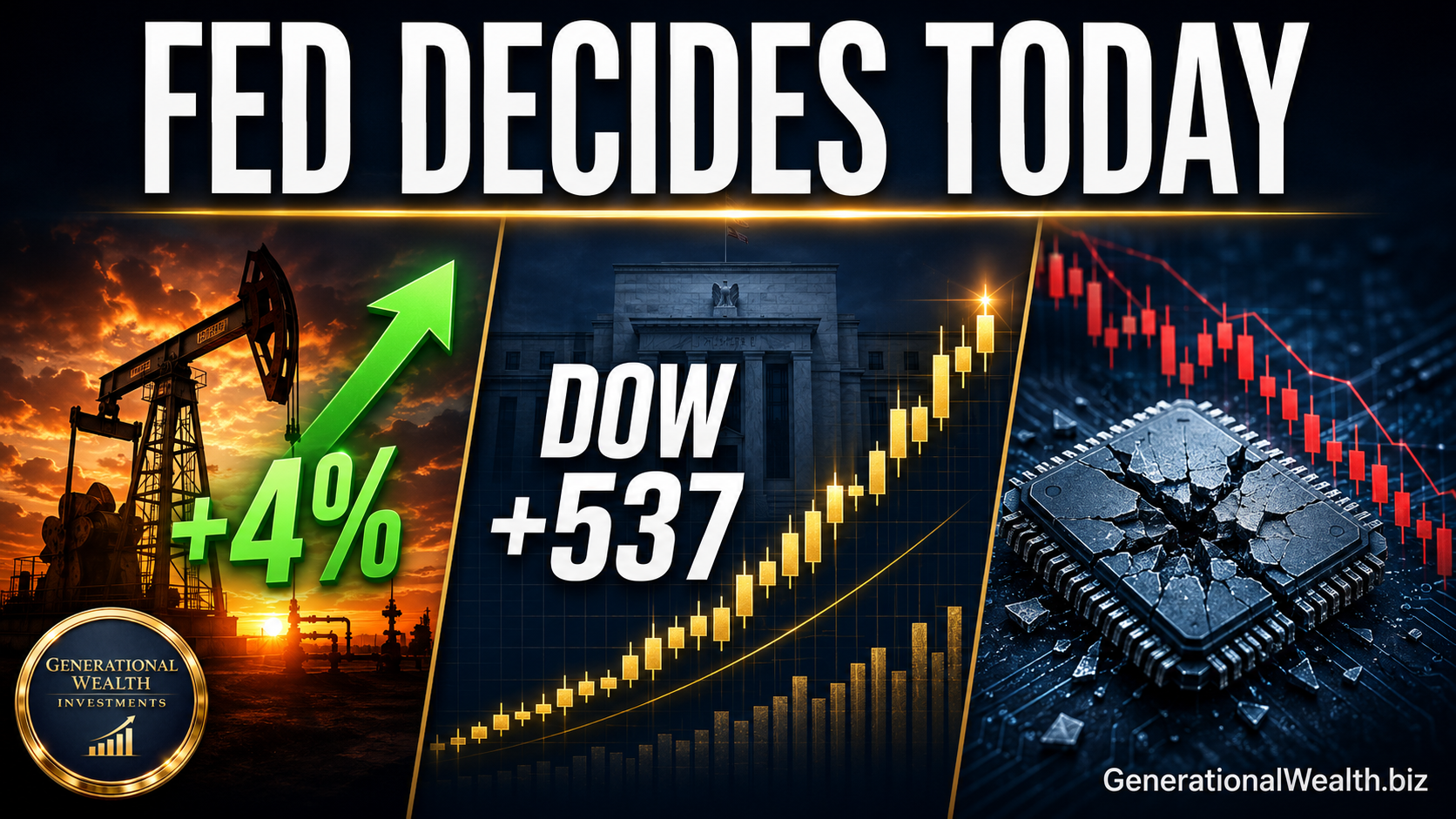 Oil Spikes on Iran Strike, Dow Rips 537 Points, and the Fed Delivers a Coin-Flip Decision Today