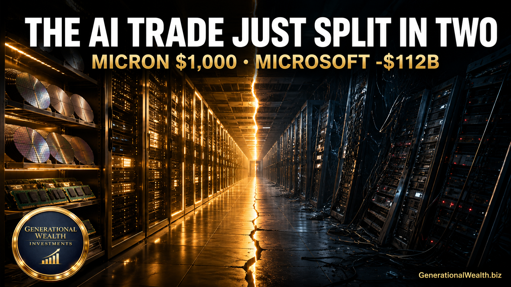 The AI Trade Just Split in Two: Micron Clears $1,000 as Microsoft Sheds $112 Billion