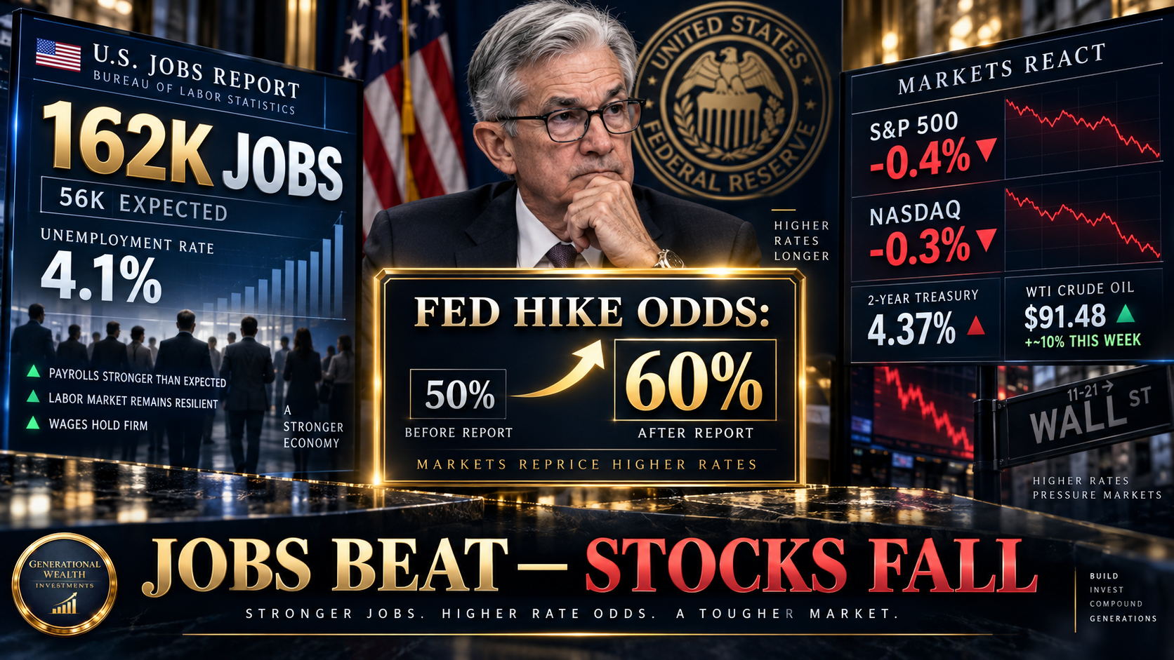 Jobs Beat Expectations as Fed Hike Odds Jump to 60%