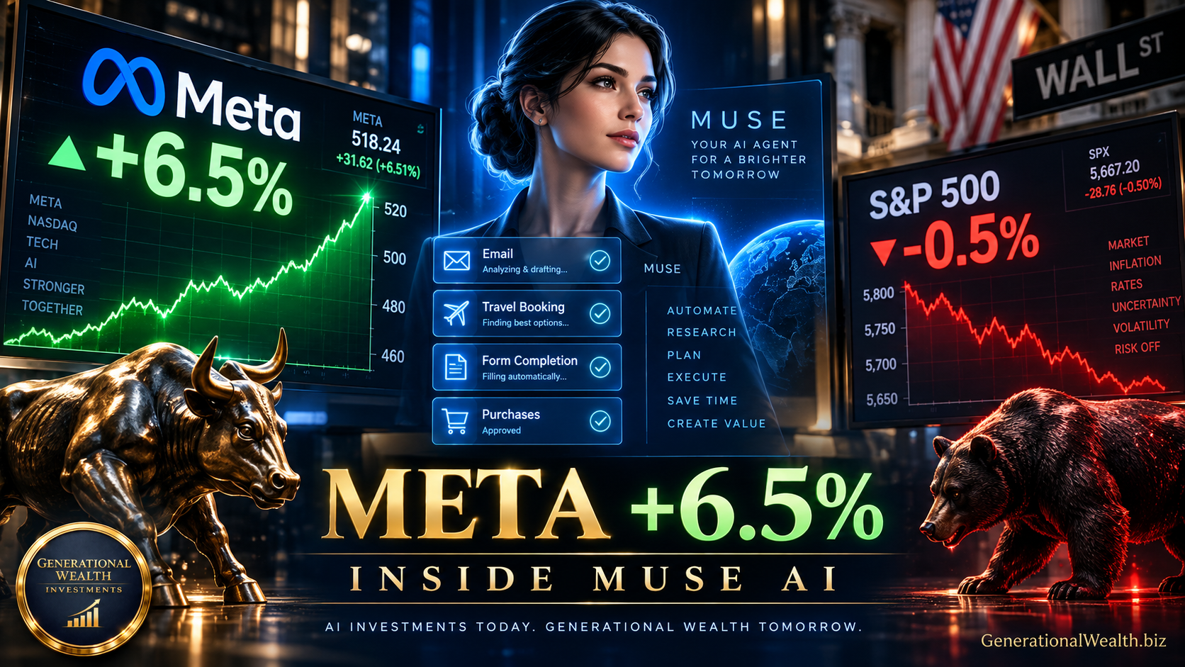 Meta Rallies 6.5% While S&amp;P Falls on Muse AI Launch