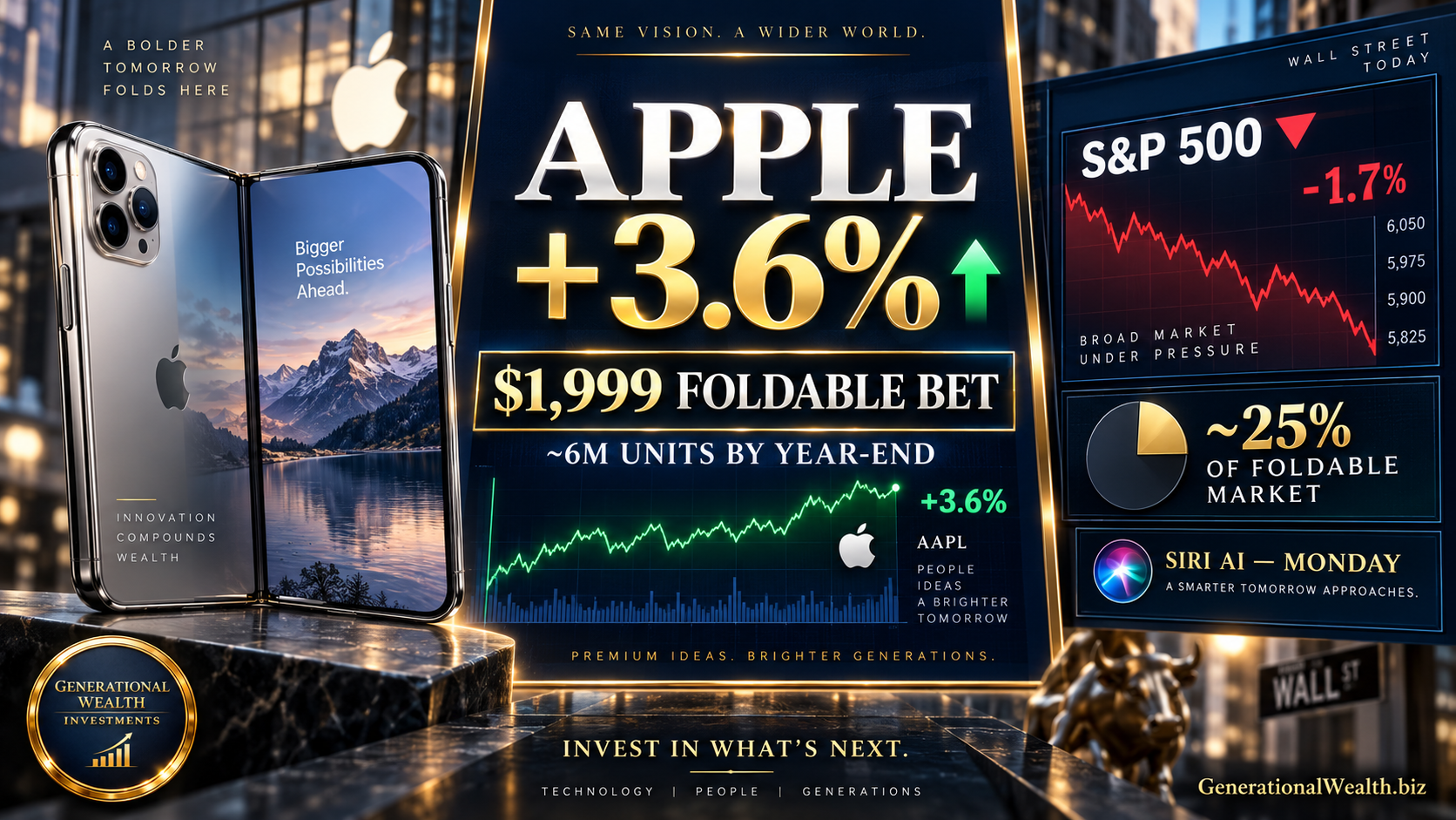 Apple Jumps 3.6% on $1,999 iPhone Duo Foldable Bet