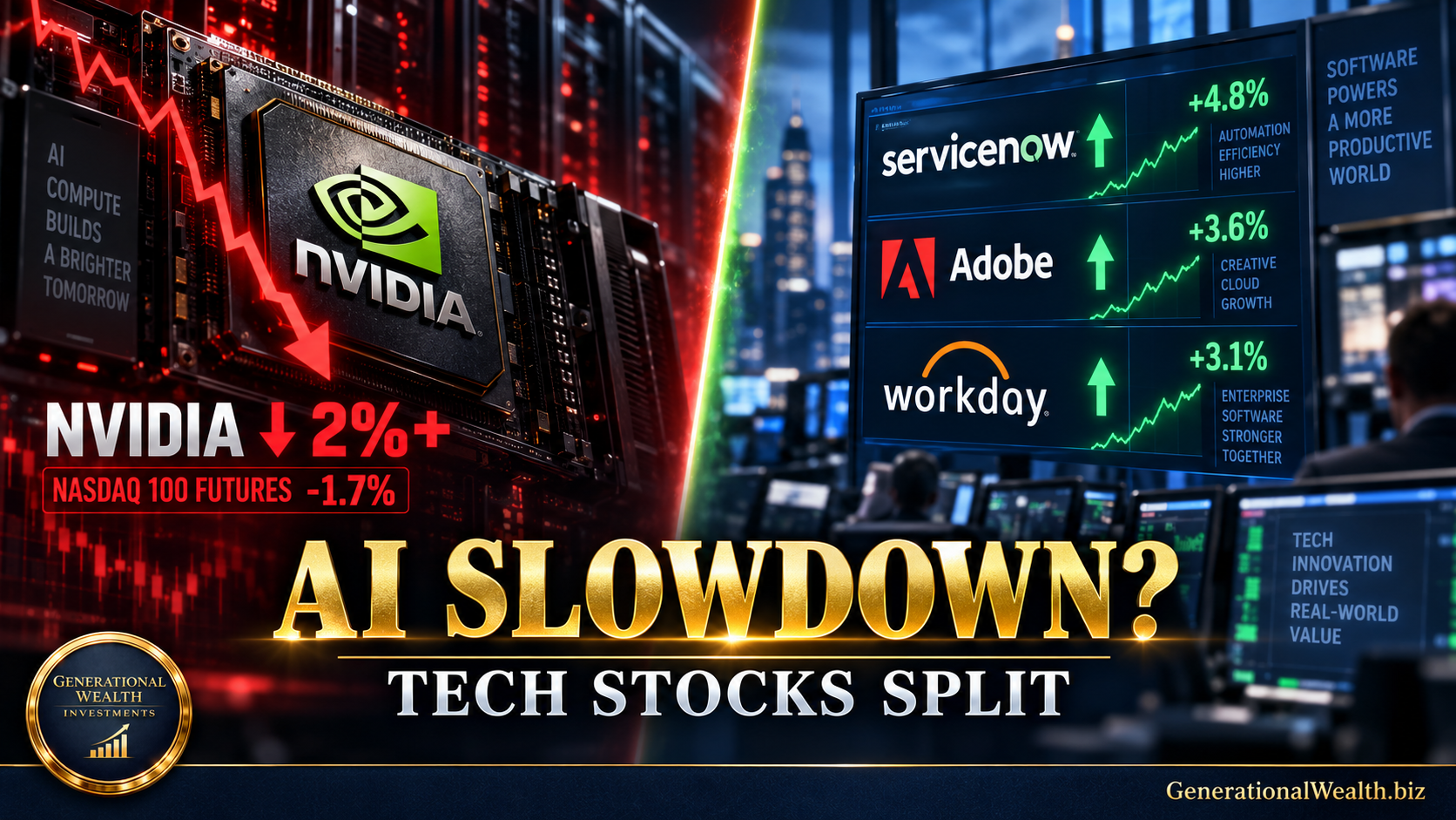 Nvidia Falls as AI Slowdown Calls Lift Software Stocks