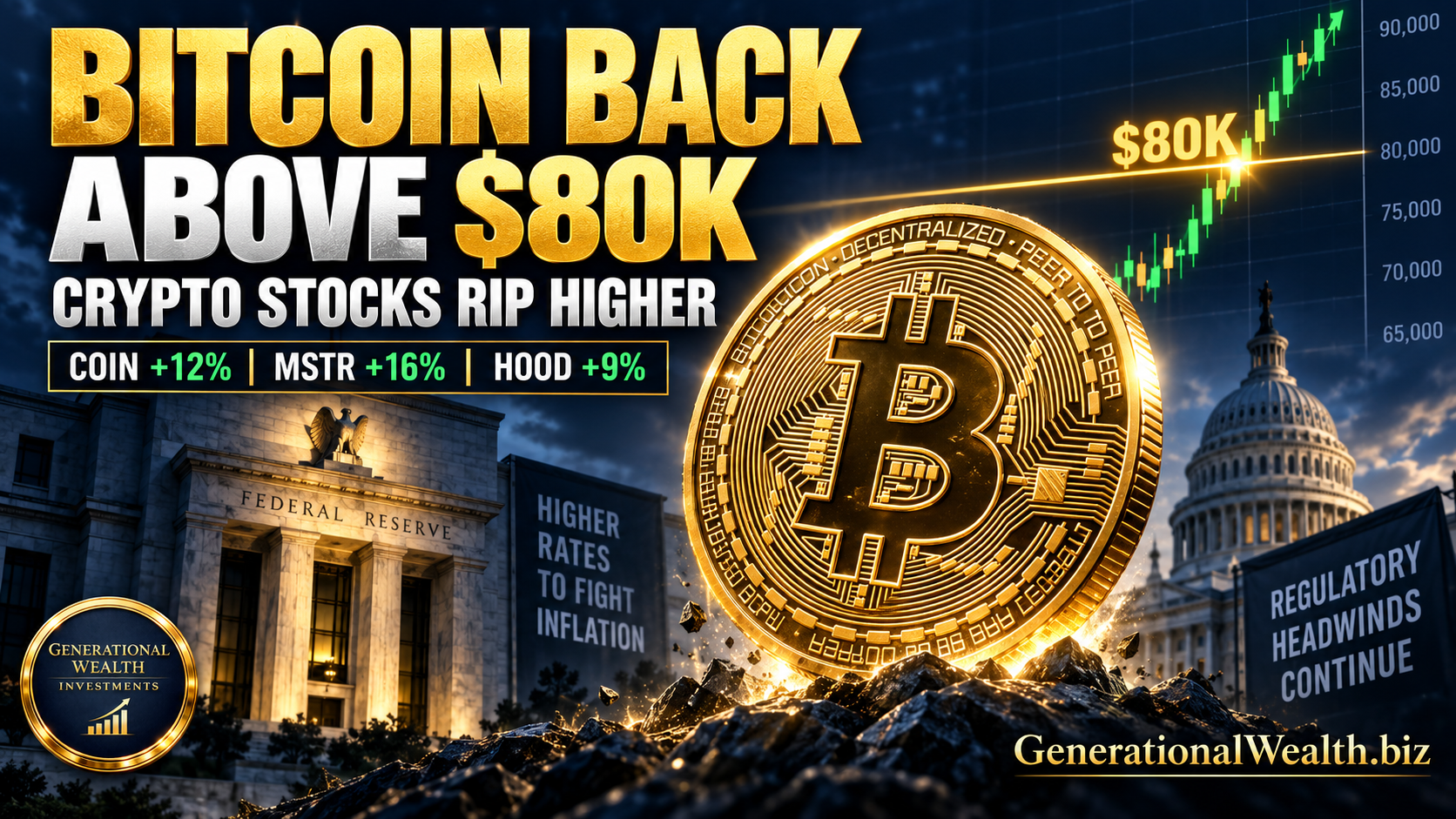 Bitcoin Reclaims $80K After Fed Hike as Crypto Stocks Surge