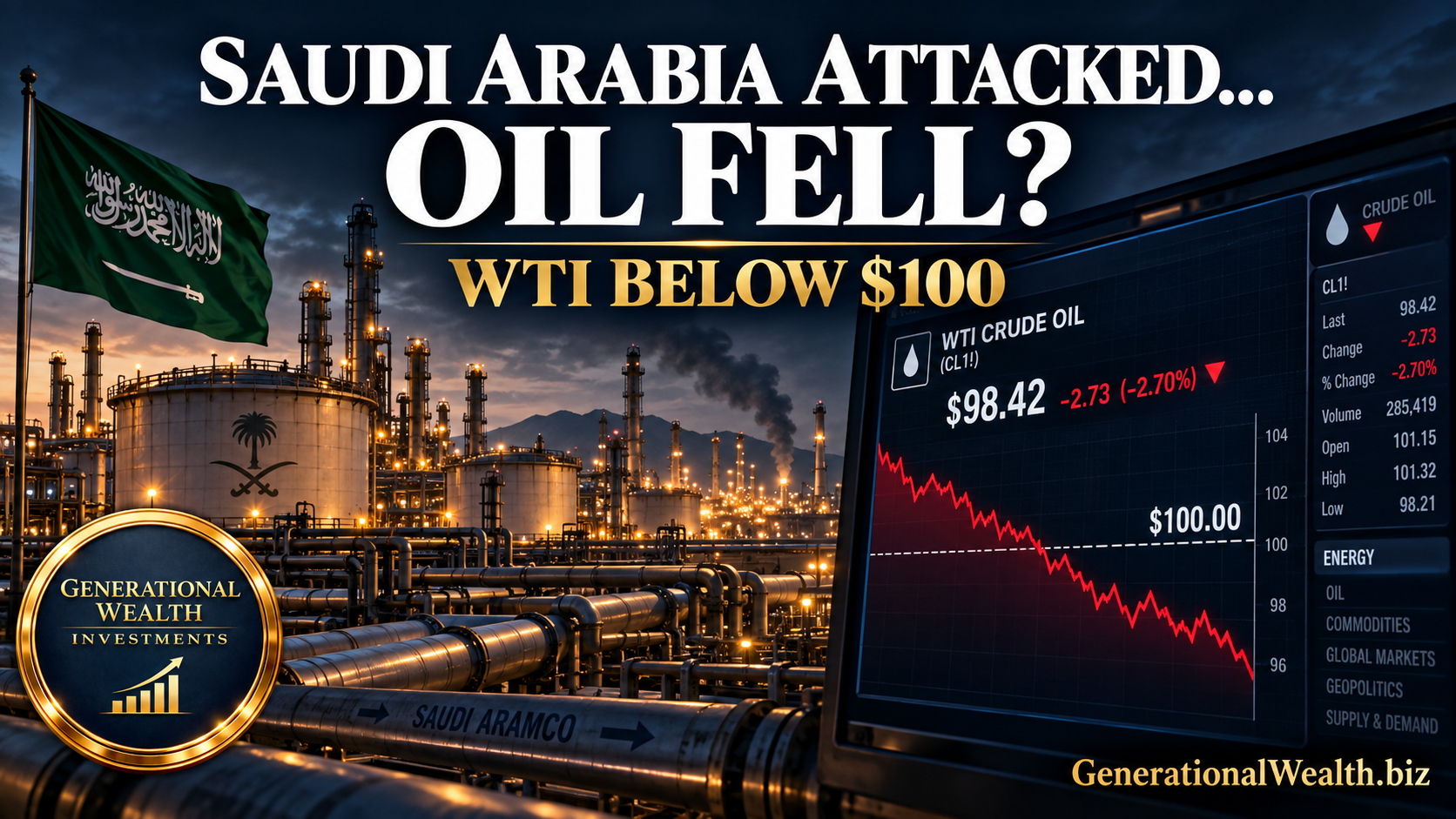 Saudi Arabia Attacked—Why Oil Prices Fell Below $100