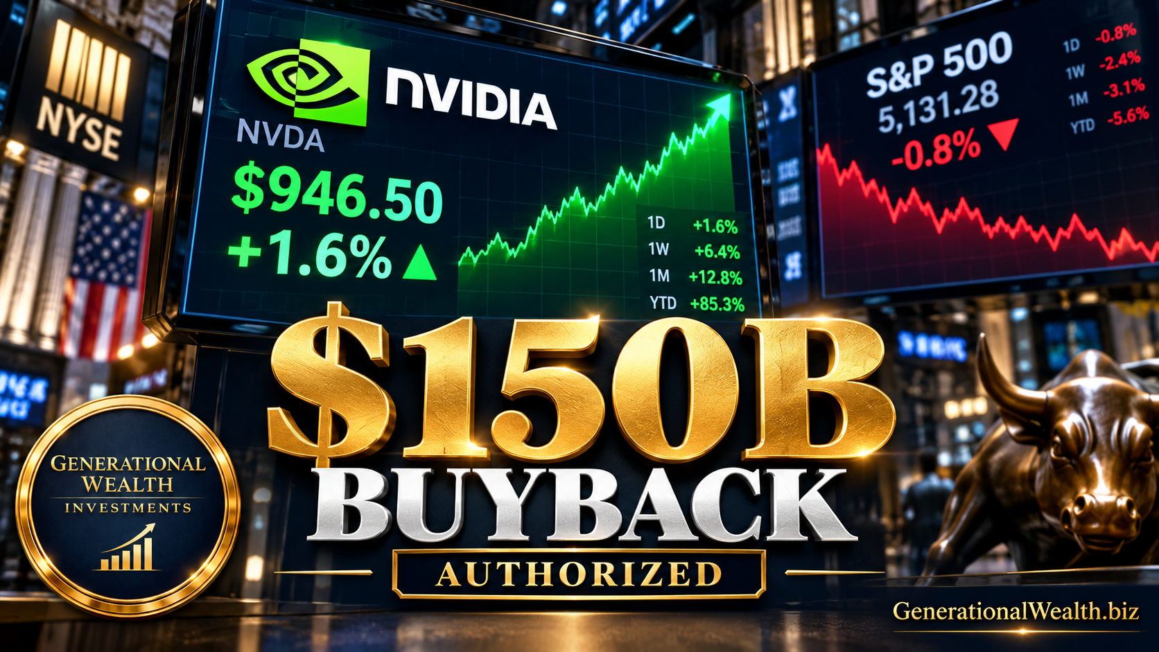Nvidia’s $150B Buyback Lifts Stock as Market Falls