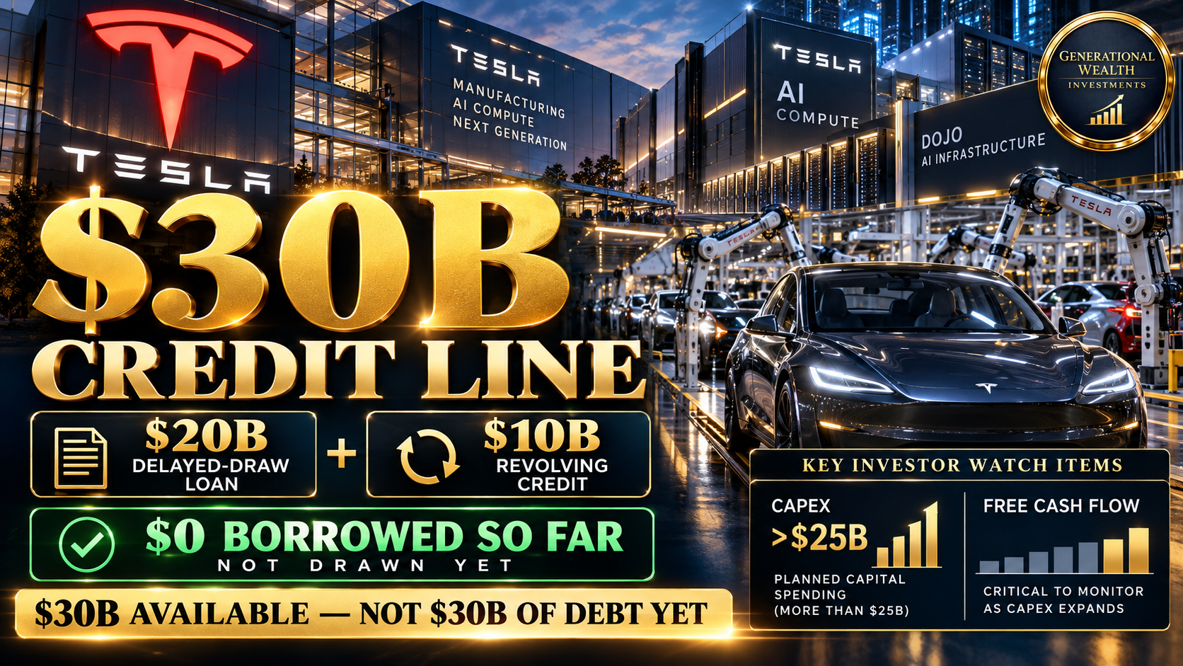 Tesla’s $30B Credit Line: Firepower, Not Debt Yet