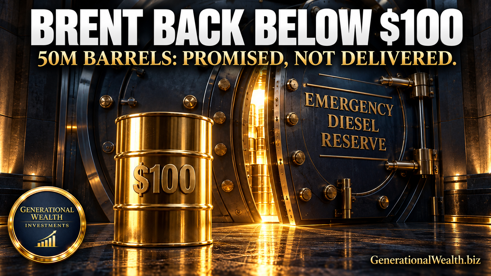 Brent Crude Falls Back Below $100: Why a 50-Million-Barrel Diesel Plan Moved Oil More Than Any Crude Headline