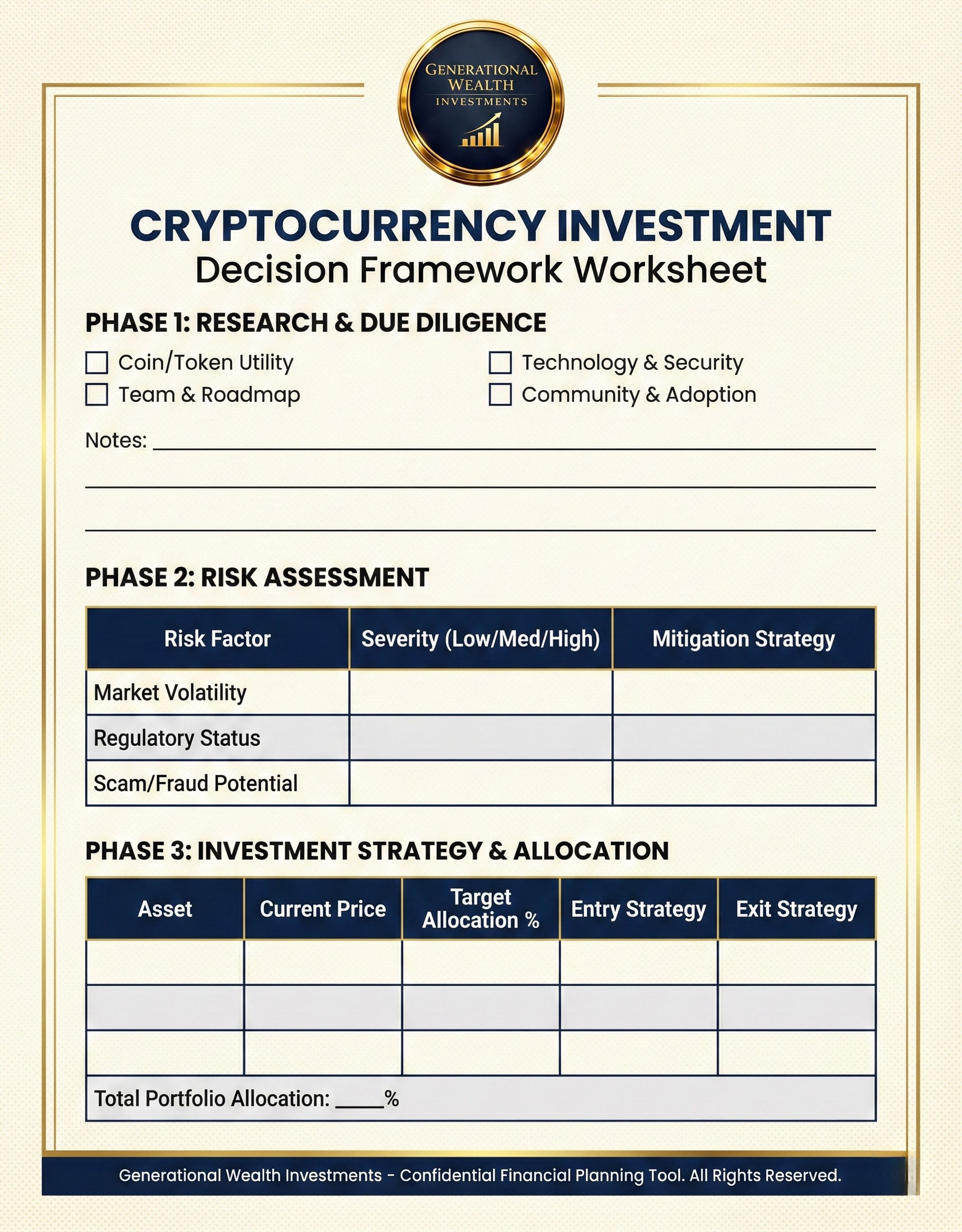 Cryptocurrency Investment Decision Framework Worksheet