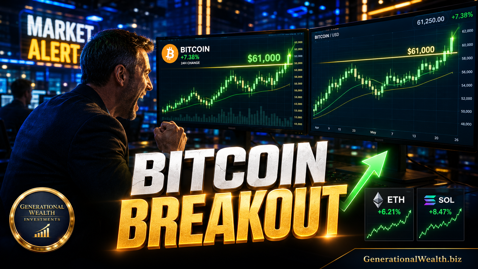 Bitcoin BREAKS $61K in Massive Short Squeeze! XRP, ETH, SOL Surge + Securitize IPO Shocker Thumbnail.png