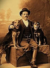 Fred Tyree & his dogs, Tim & Fly. Ref 3274