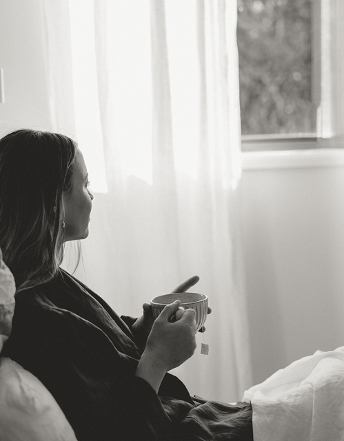 Slow mornings, gazing out of the window from bed with a cup of tea